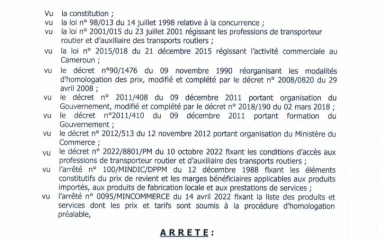 ARRETE FIXANT LES TARIFS HARMONISES DU TRANSPORT URBAIN PAR TAXIS, PERIURBAIN ET INTERURBAIN PAR CARS ET AUTOBUS SUR L&#039;ENSEMBLE DU TERRITOIRE NATIONAL